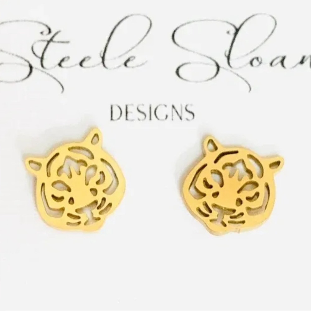 Tiger stud earrings